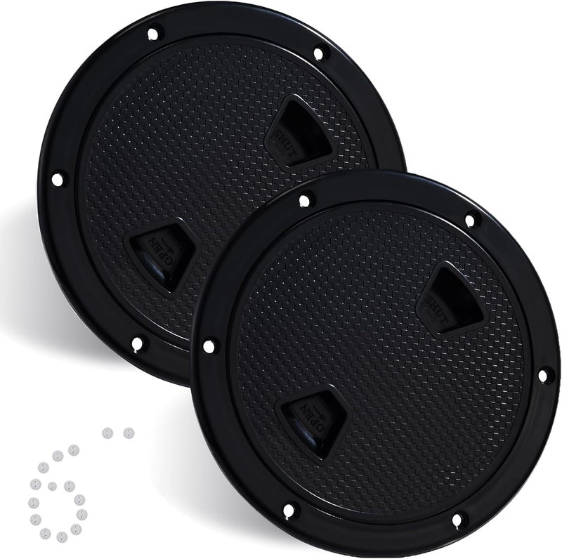 CROSSBODY 2 Pcs Boat Hatch 4" 6" 8" Round Non-Slip Inspection Hatch,Deck Plates for Boats,Detachable Cover, Suitable for Ships, RV, Outdoor Facilities,ABS Plastic,Attached Screw - Image 1
